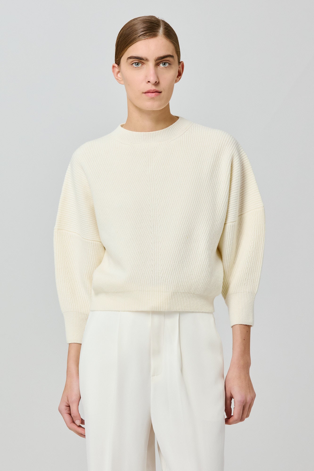 Sa Su Phi maglione 3/4 coste cashmere avorio 38