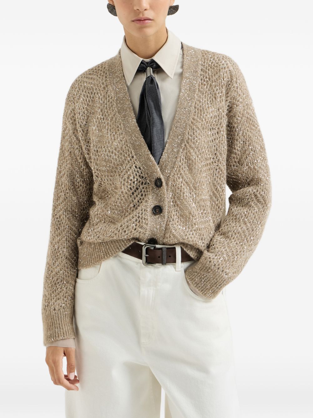 Brunello Cucinelli MRG562506 cardigan donna marrone