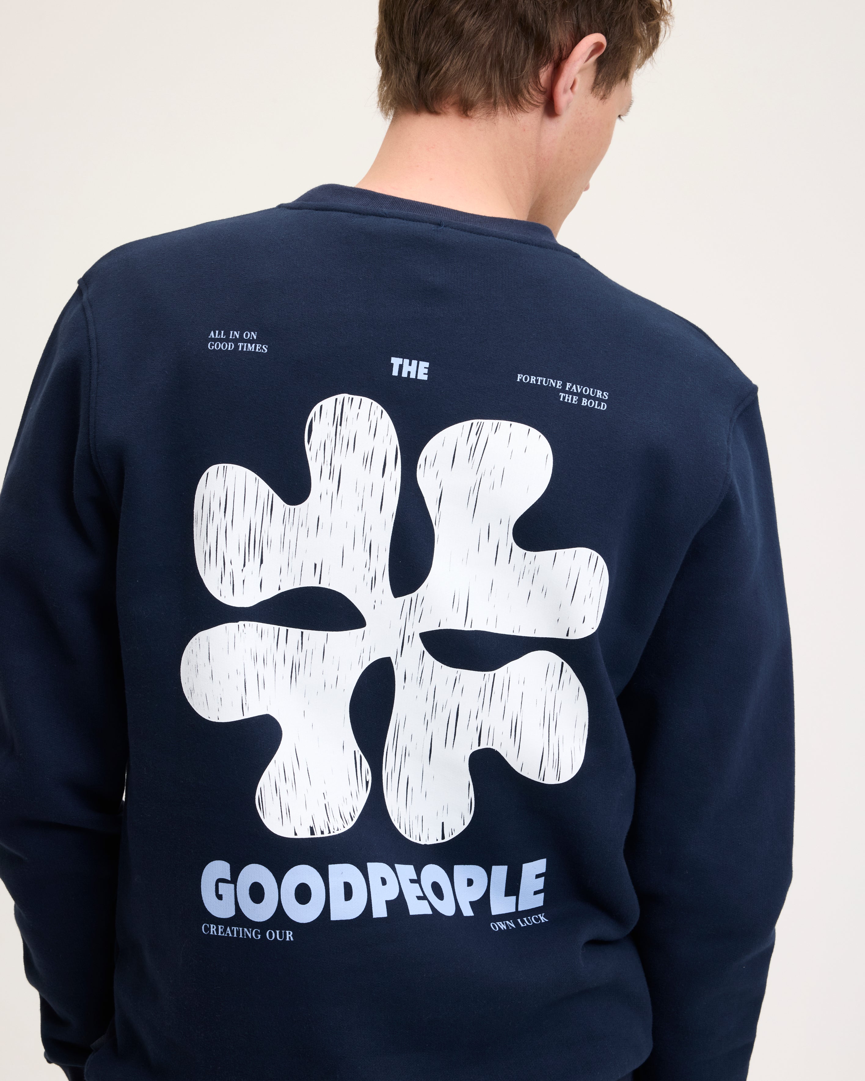 GOODPEOPLE Lito Artwork maglione cotone navy