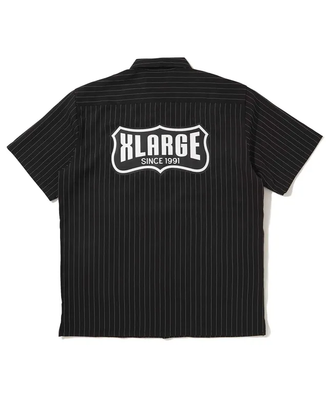 X-Large S/S Stripe Work camicia a righe nero