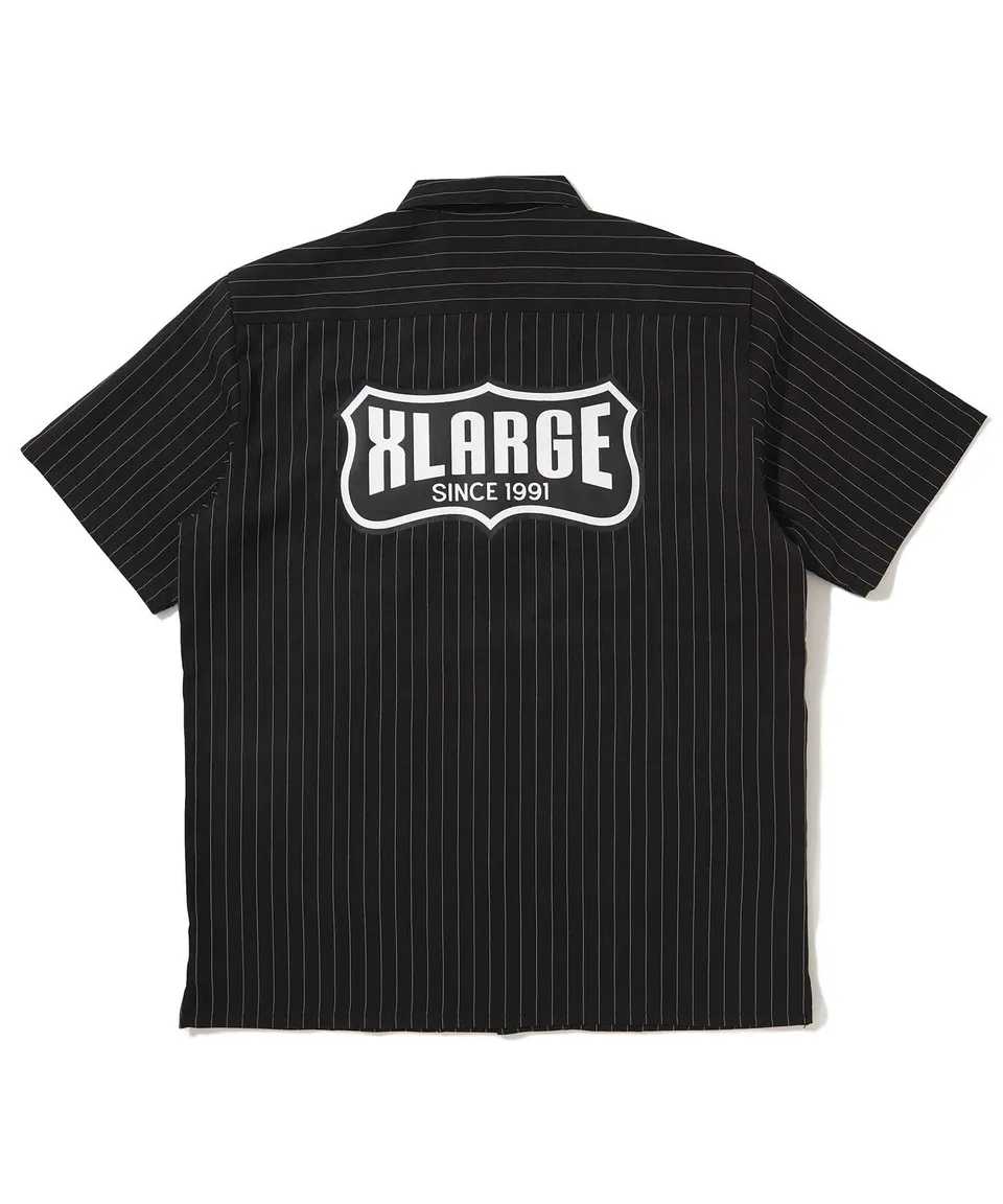 X-Large S/S Stripe Work camicia a righe nero