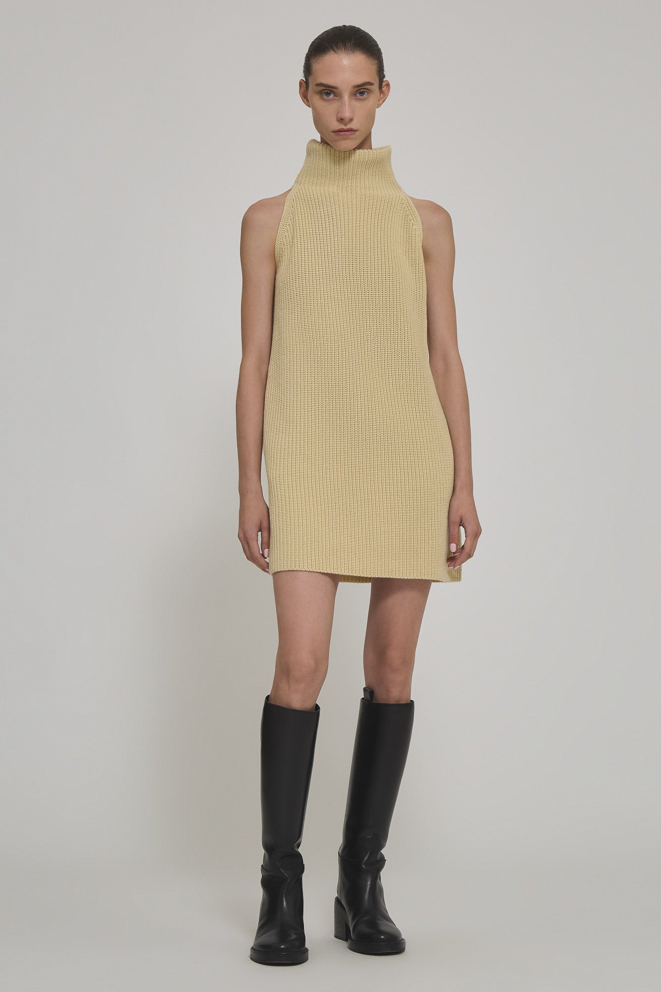 Sa Su Phi Marine abito in cashmere giallo collo alto