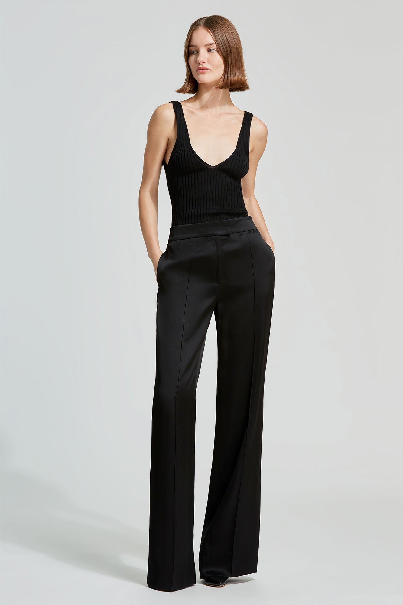 Sa Su Phi pantaloni dritti raso nero