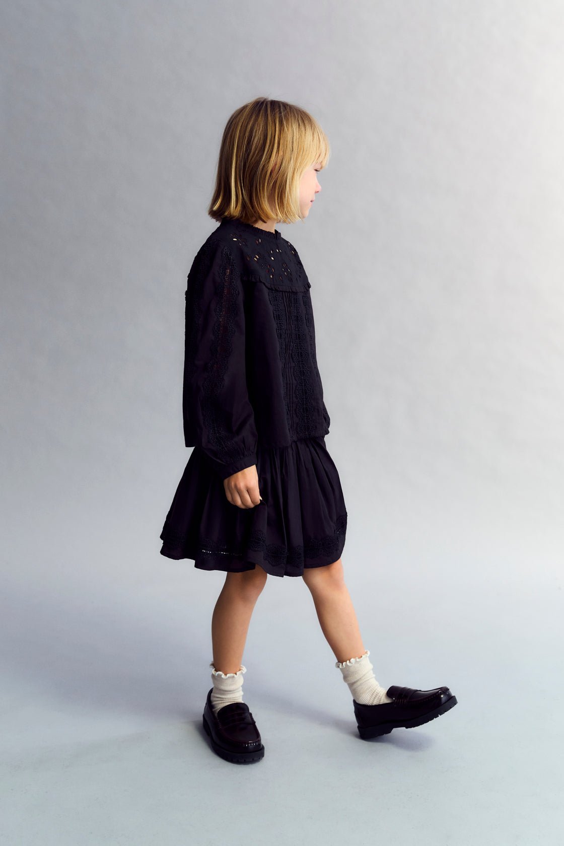 The New Society Dahlia Skirt gonna voile Eclipse Noir