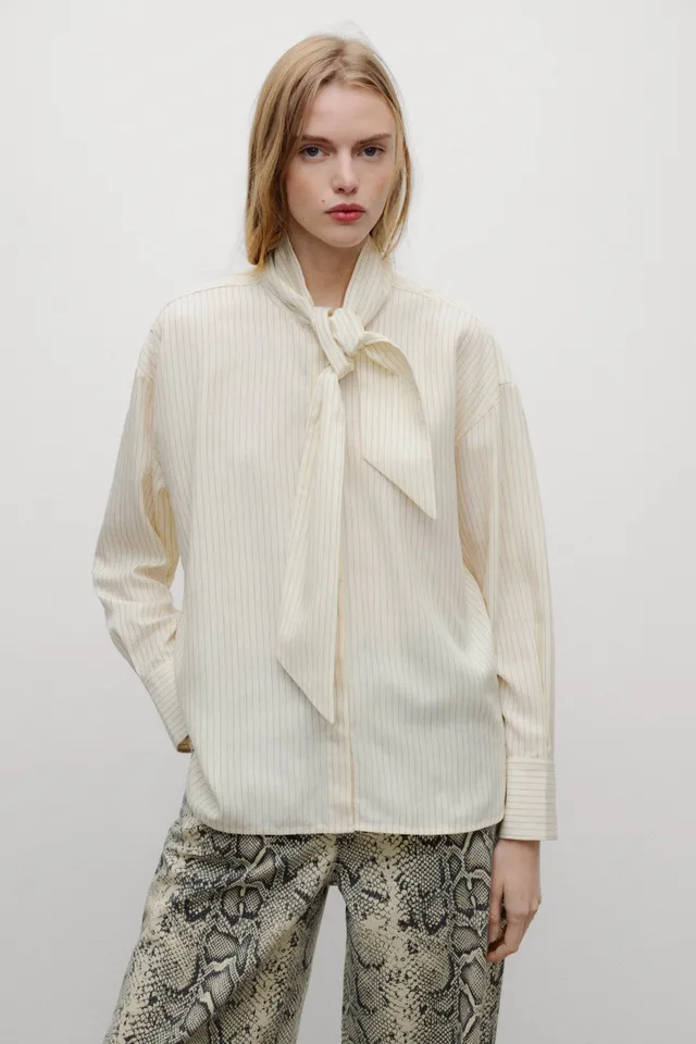 The New Society Meadow camicia donna righe in tencel
