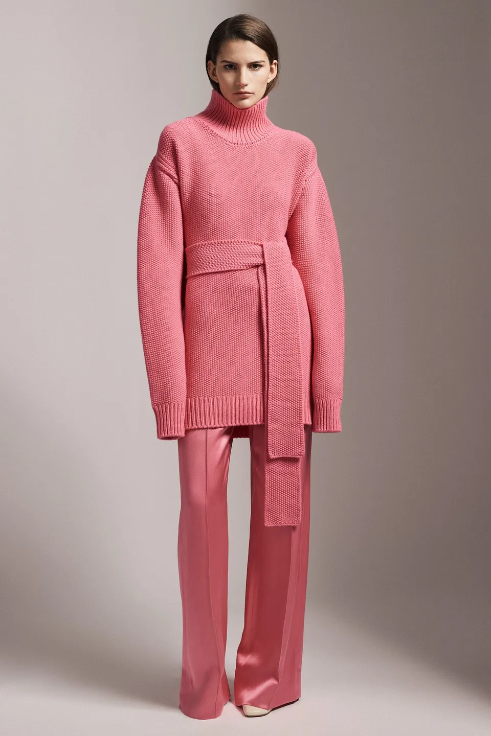Sa Su Phi Abito Cashmere Collo Alto Cintura Rosa 38