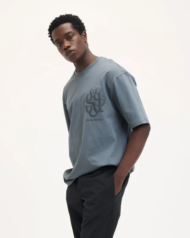 Goodpeople Thomas t-shirt verde ricamo cotone loose