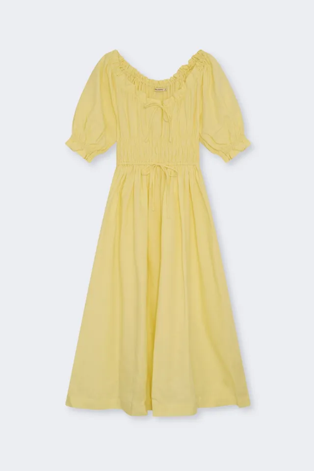 The New Society Amaryllis Vestito Donna Lino Giallo