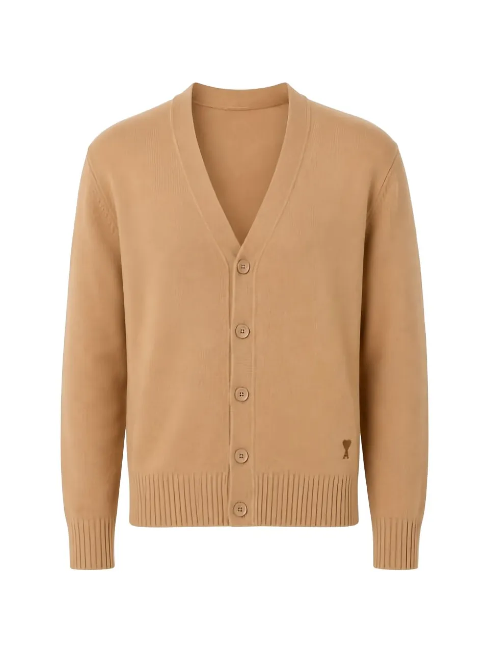 Ami HKC364 cardigan camel marrone facile da lavare