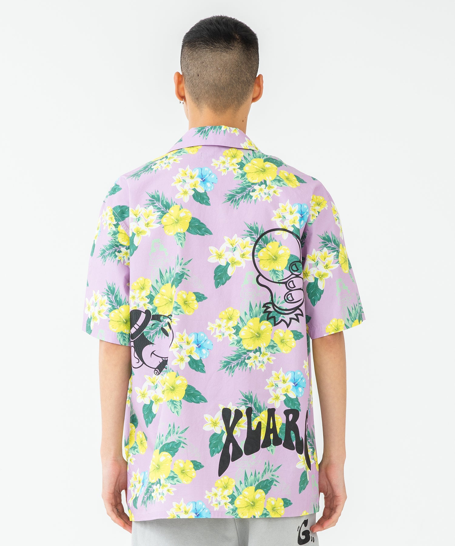 X-Large Floral camicia fantasia verde cotone