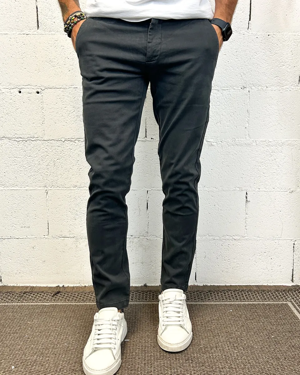 ONLYONE GIANNI LUPO Tahoma chino slim grigio scuro