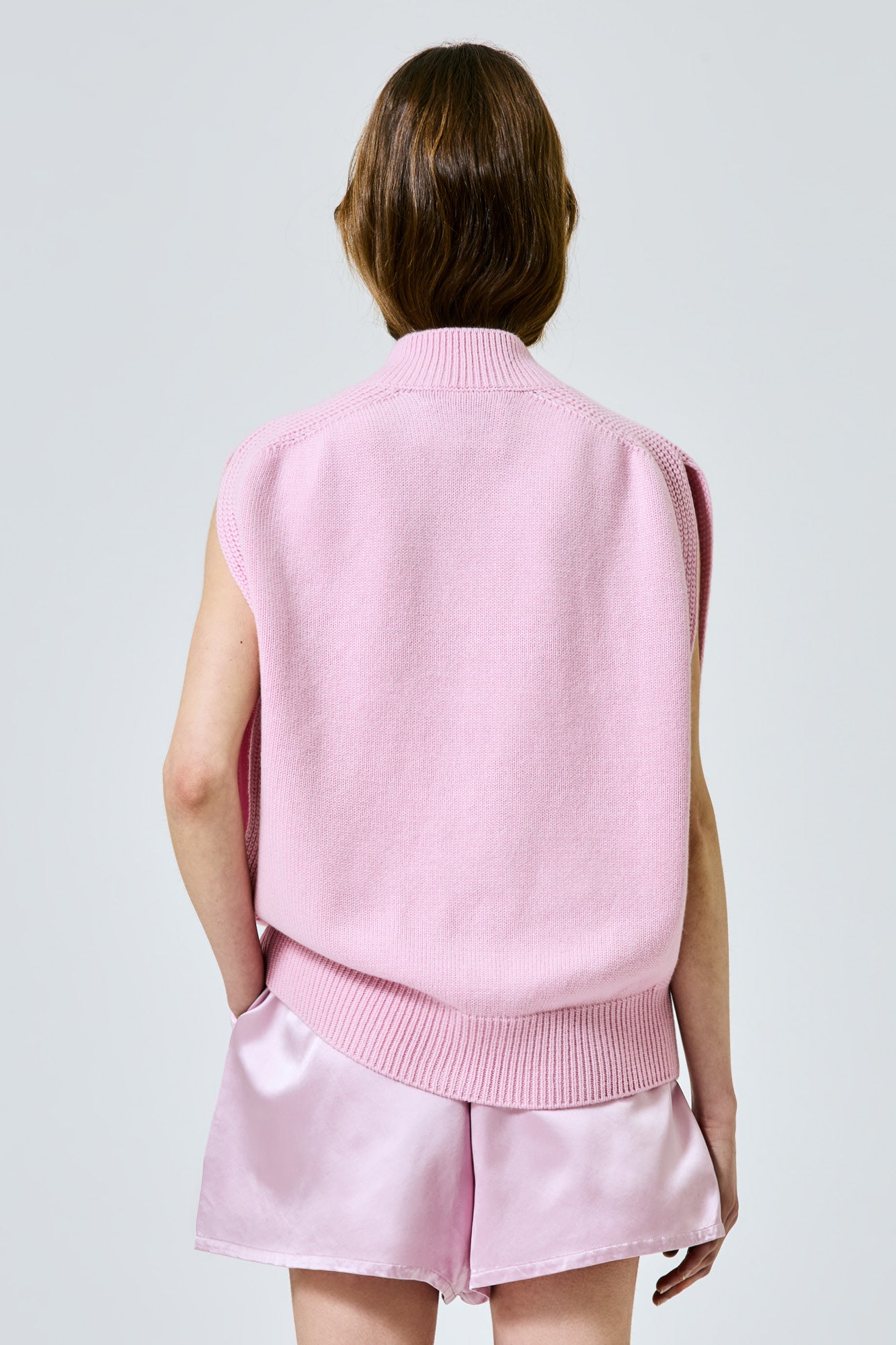 Sa Su Phi Matilda cardigan senza maniche cashmere rosa
