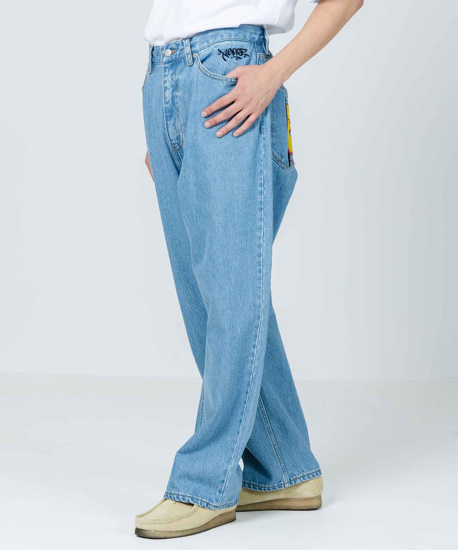 X-Large Embroidery Graffiti jeans indaco chiaro