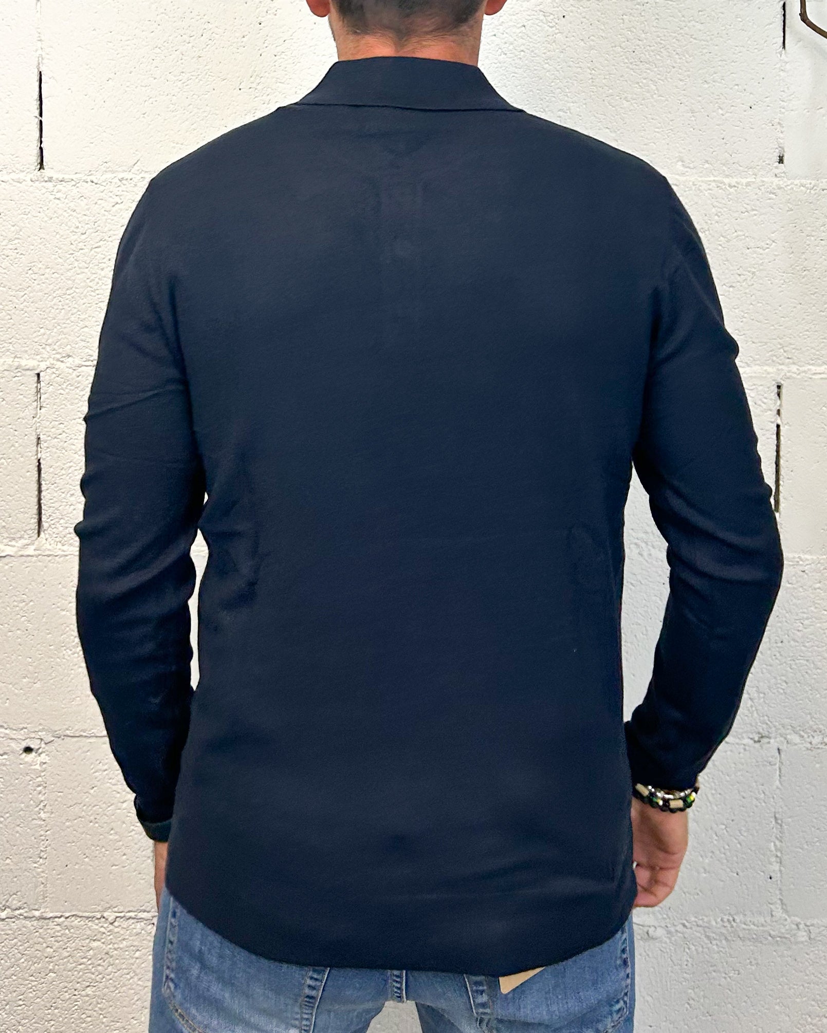 Gianni Lupo Comfort polo manica lunga blu navy