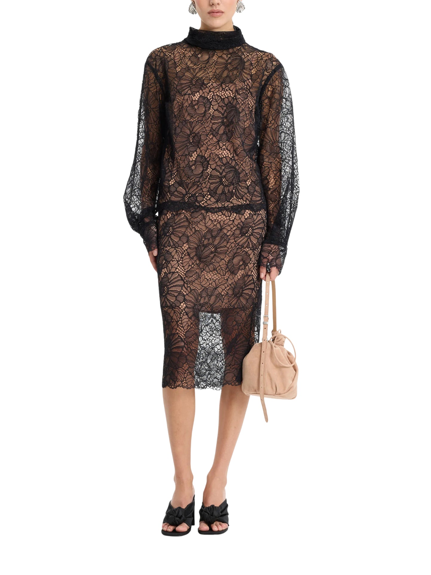 ROTATE 116263100 blusa nera in pizzo