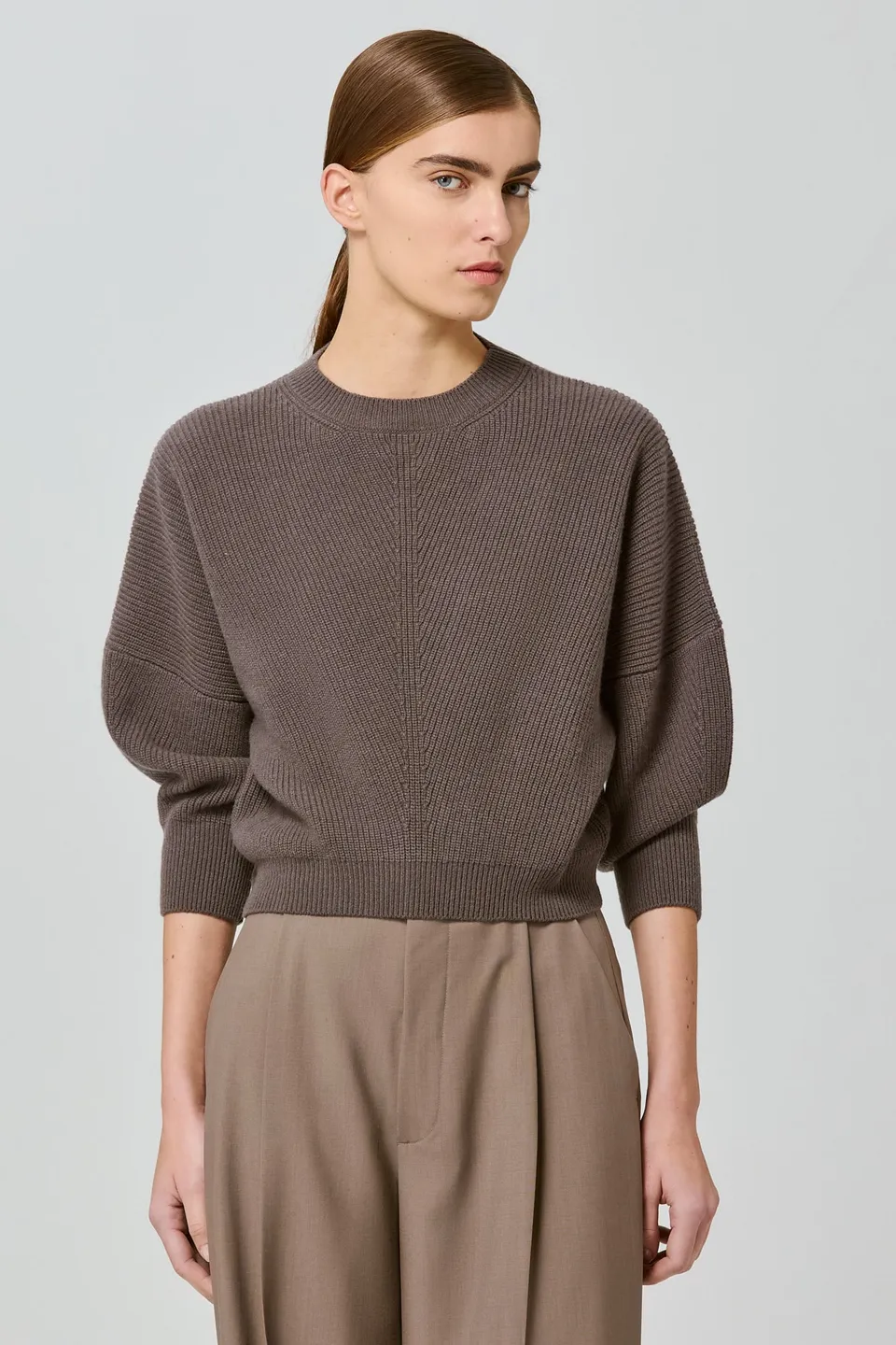 Sa Su Phi maglione coste cashmere fango 3/4
