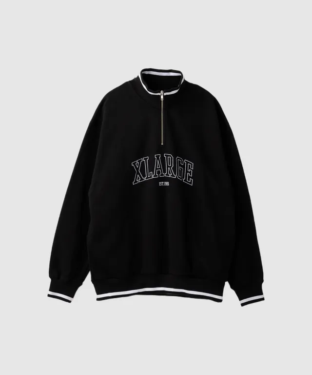 X-Large Striped Rib Half Zip felpa mezza zip cotone