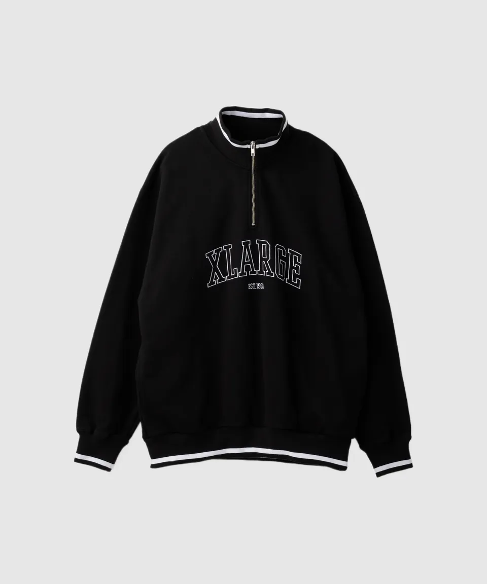 X-Large Striped Rib Half Zip felpa mezza zip cotone