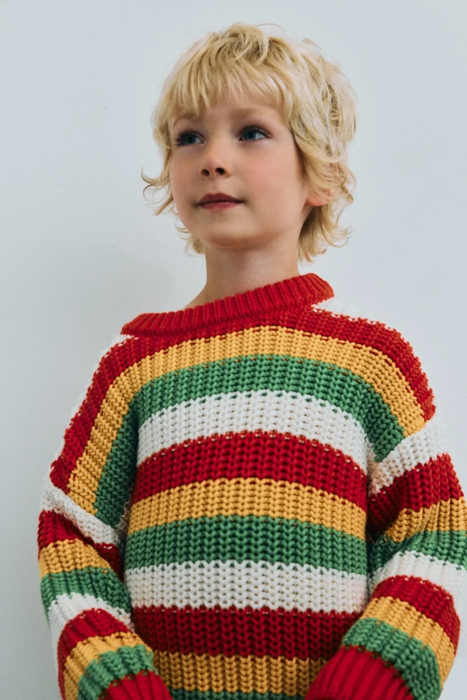 The New Society Lantana Jumper maglione bimbo Tulip Red a righe