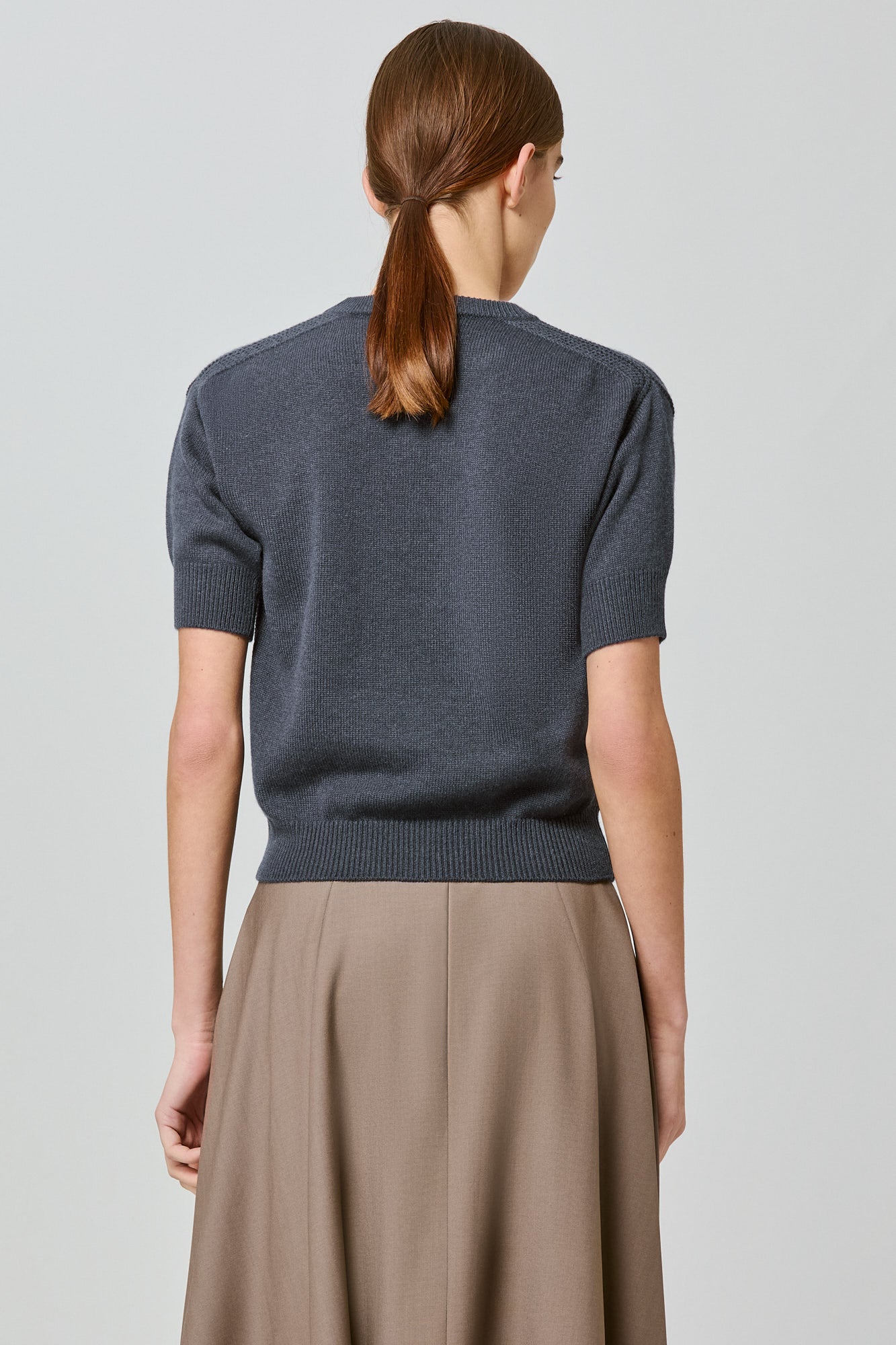Sa Su Phi maglione maniche corte cashmere blu scuro