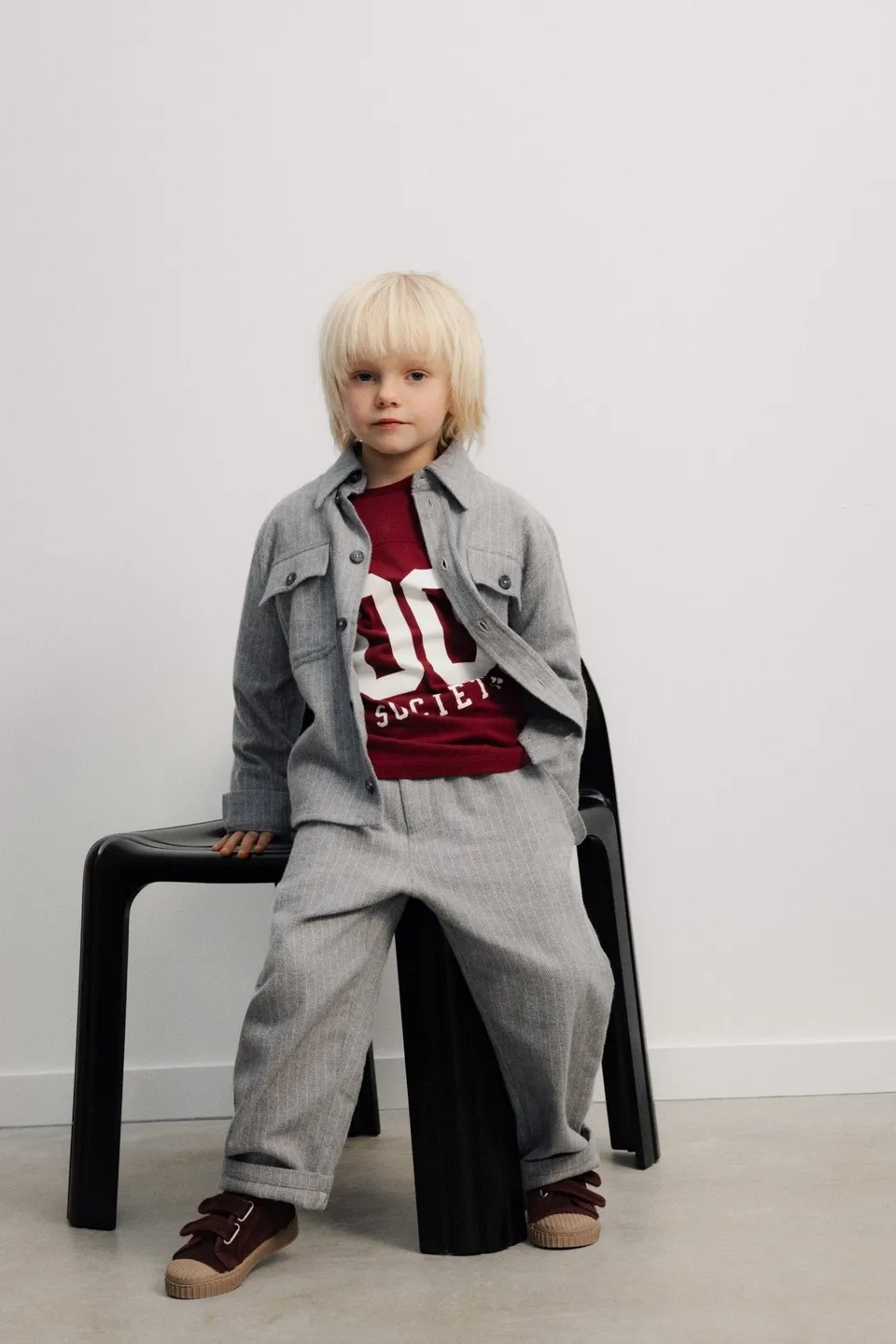 The New Society Cliff Trouser pantalone bambino grigio cotone