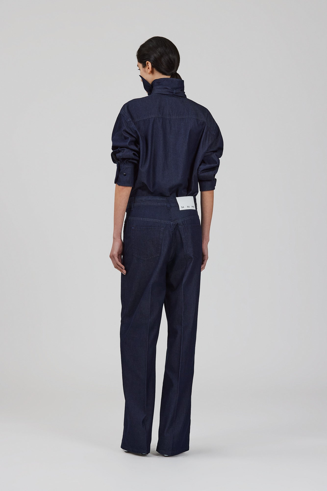 Sa Su Phi Fluid denim Su camicia denim grigio chiaro