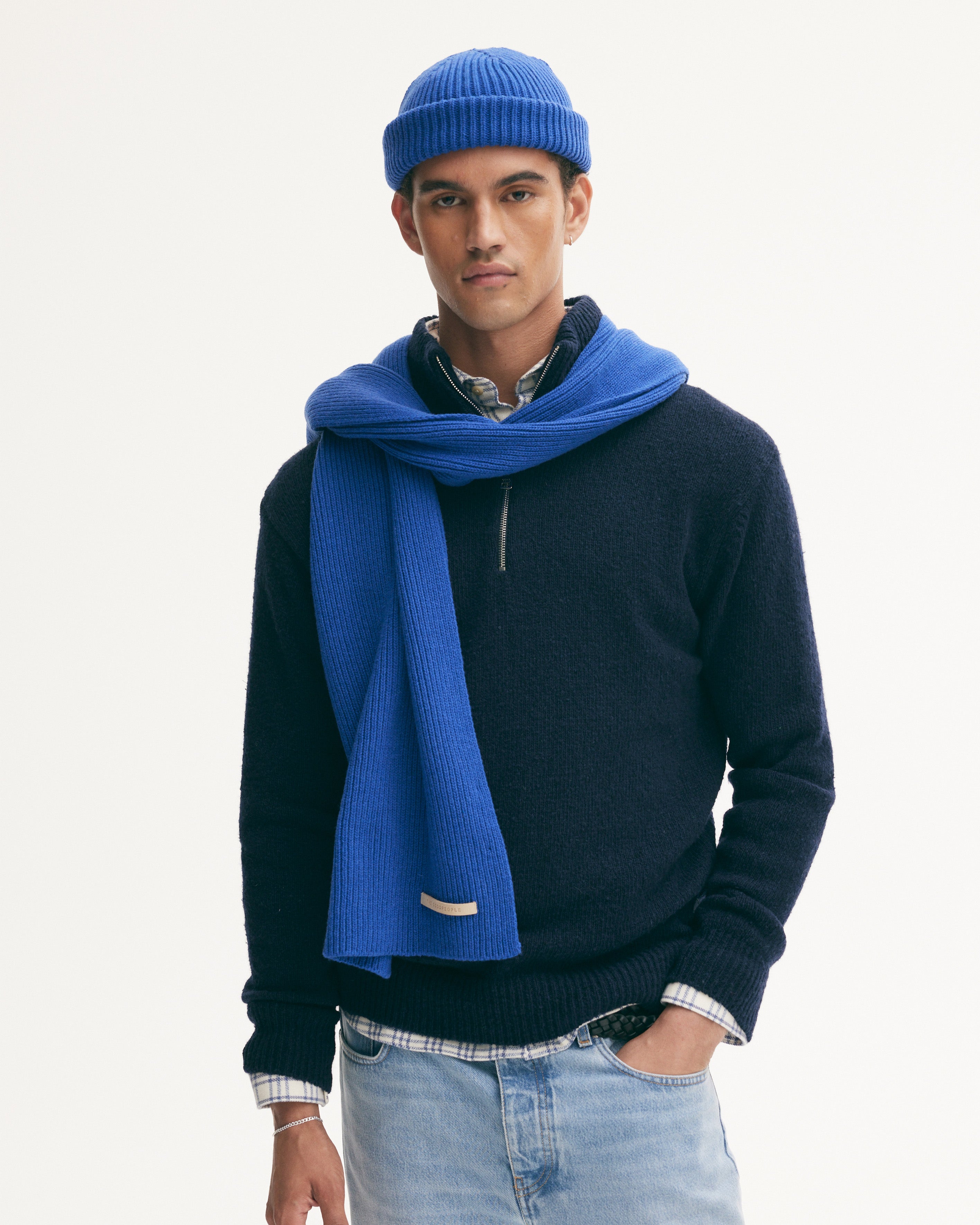 Goodpeople Xalfa sciarpa blu alpaca