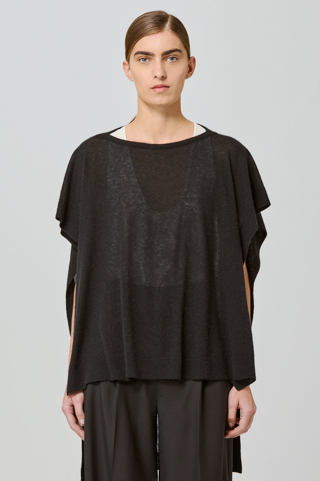 Sa Su Phi poncho cardigan cashmere seta nero