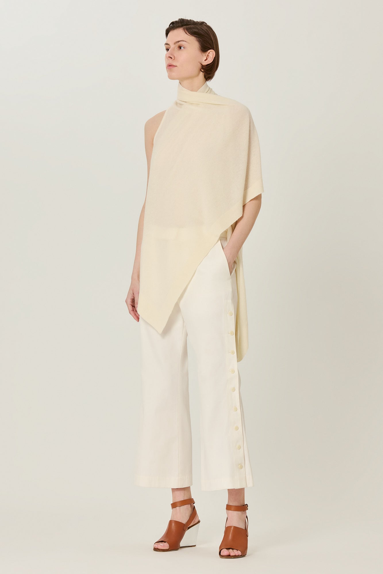 Sa Su Phi Poncho cardigan cashmere seta avorio