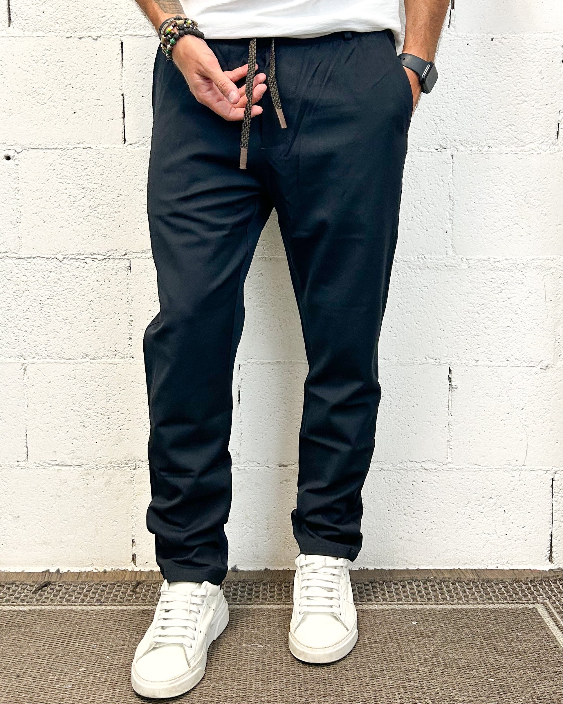 ONLYONE Gianni Lupo Leonard pantalone carrot fit blu navy