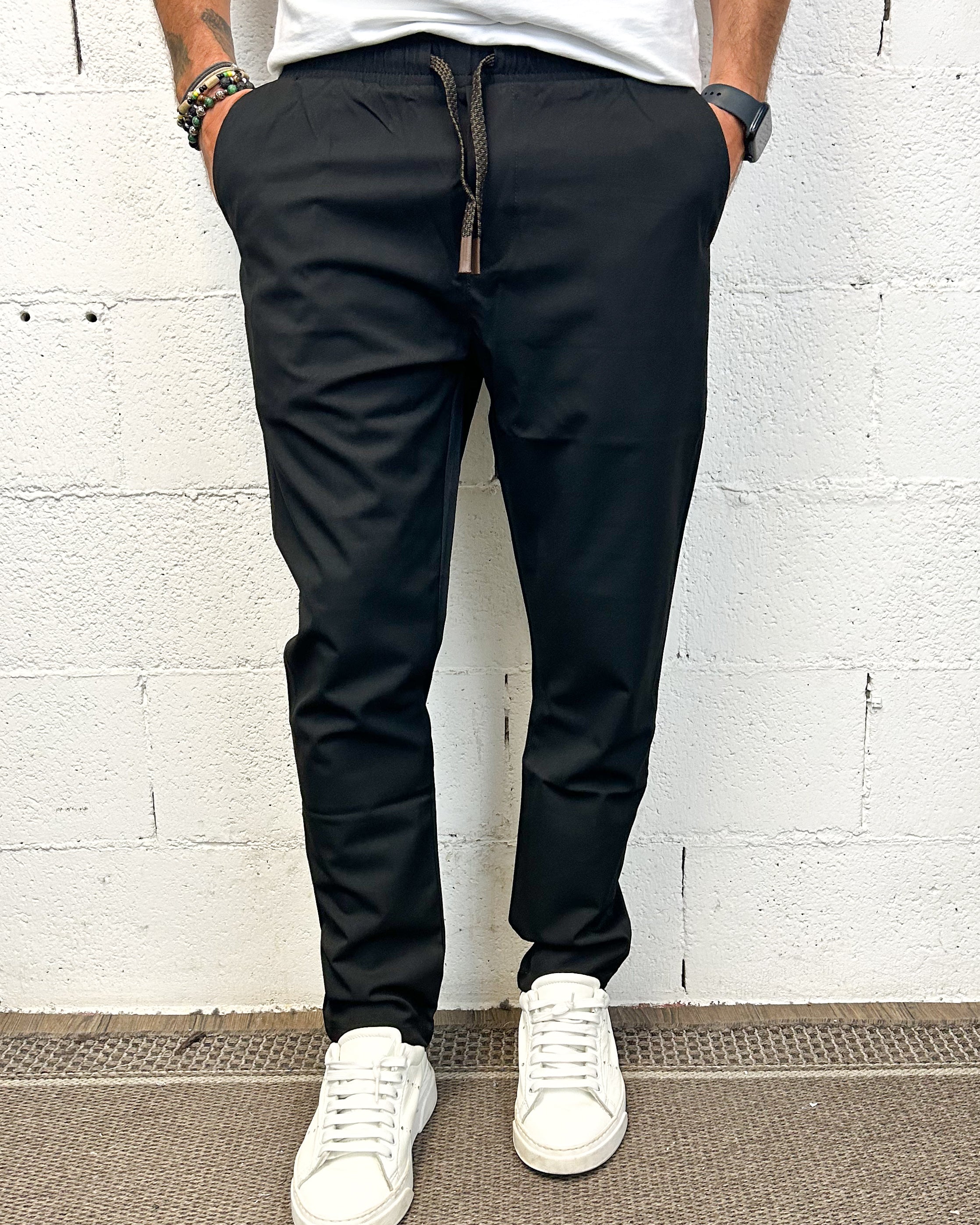 ONLYONE Gianni Lupo Leonard pantalone nero carrot fit