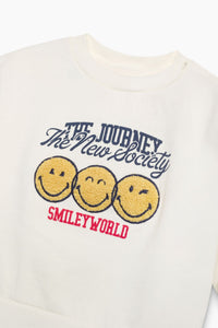 The New Society Smiley felpa neonato cotone bianco