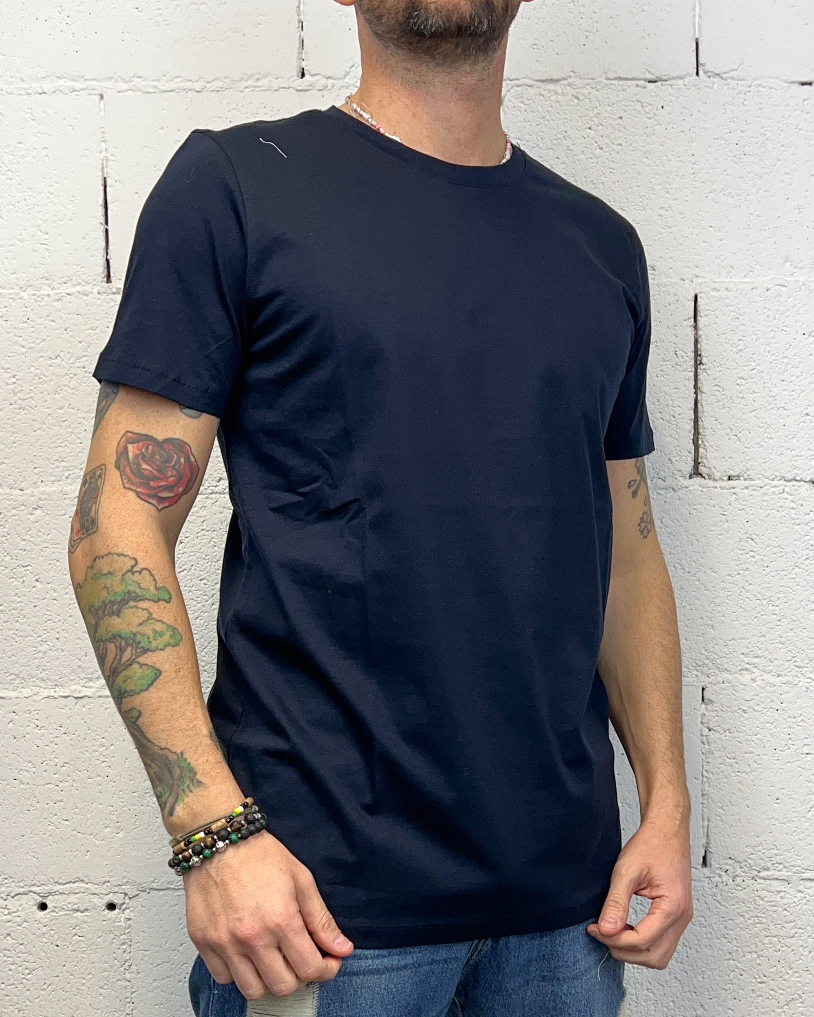 ONLYONE OVER-D Blu t-shirt cotone mercerizzato