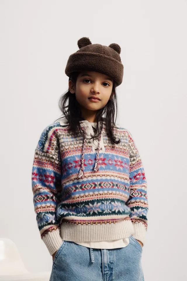 The New Society Caia Polo maglia bimba jacquard multicolore