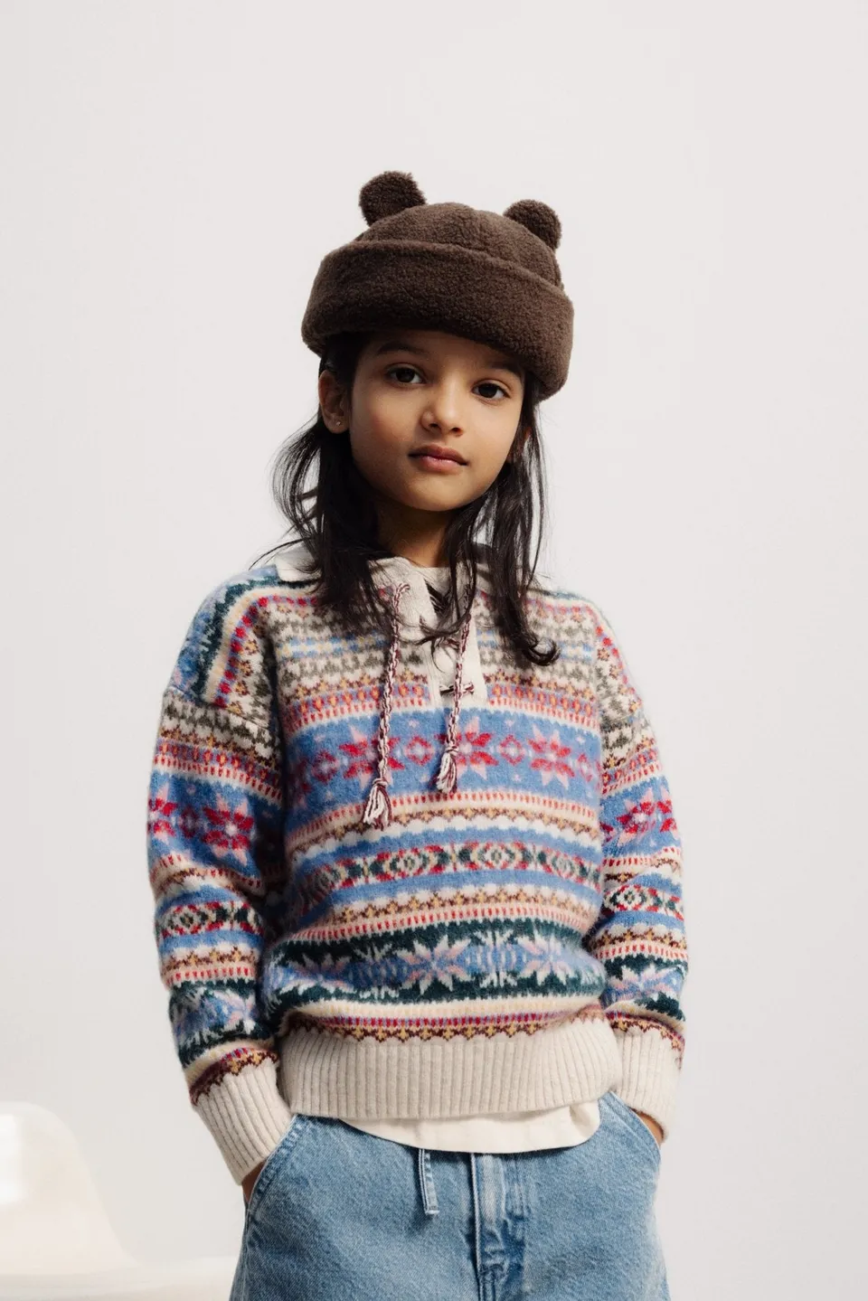 The New Society Caia Polo maglia bimba jacquard multicolore