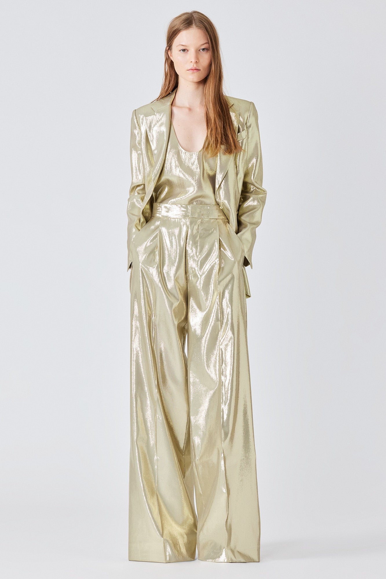 Sa Su Phi Bogart pantaloni lurex oro gamba larga