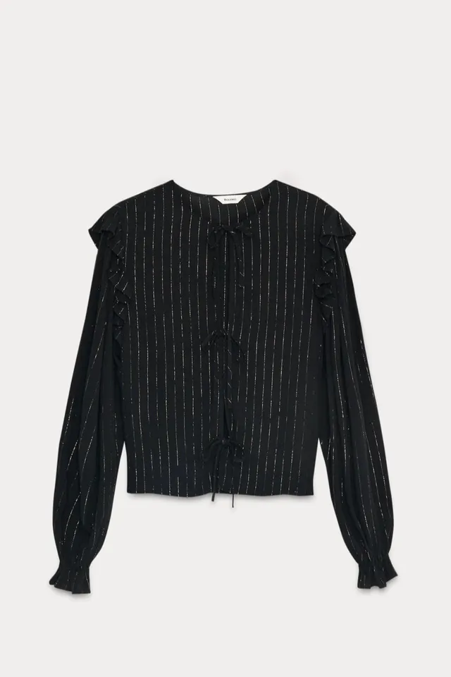 The New Society Lua Woman Blouse Eclipse Noir camicia nera lurex