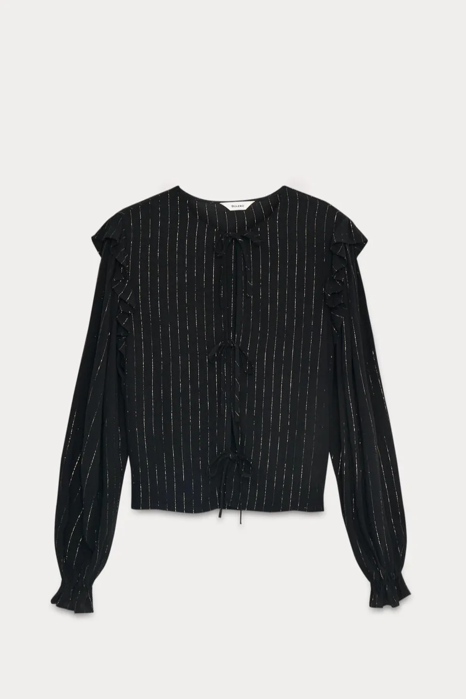 The New Society Lua Woman Blouse Eclipse Noir camicia nera lurex