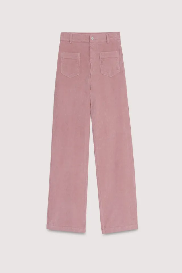 The New Society Ines pantaloni rosa velluto cotone