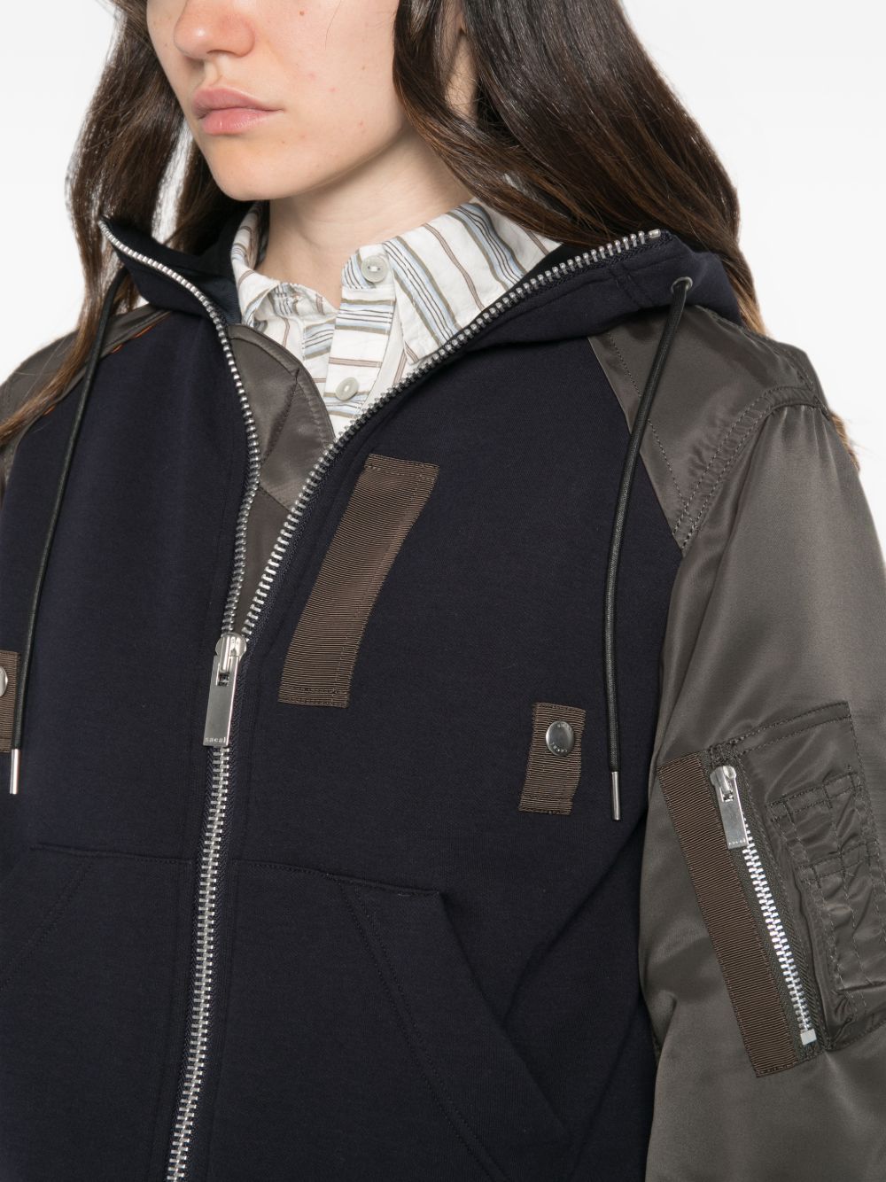 Sacai 26-08680 felpa donna navy dark khaki