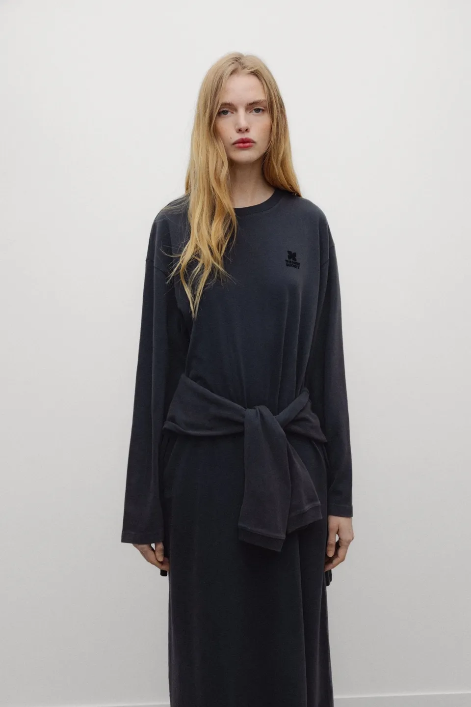 THE NEW SOCIETY TNS Logo Abito Lungo Donna Cotone Nero