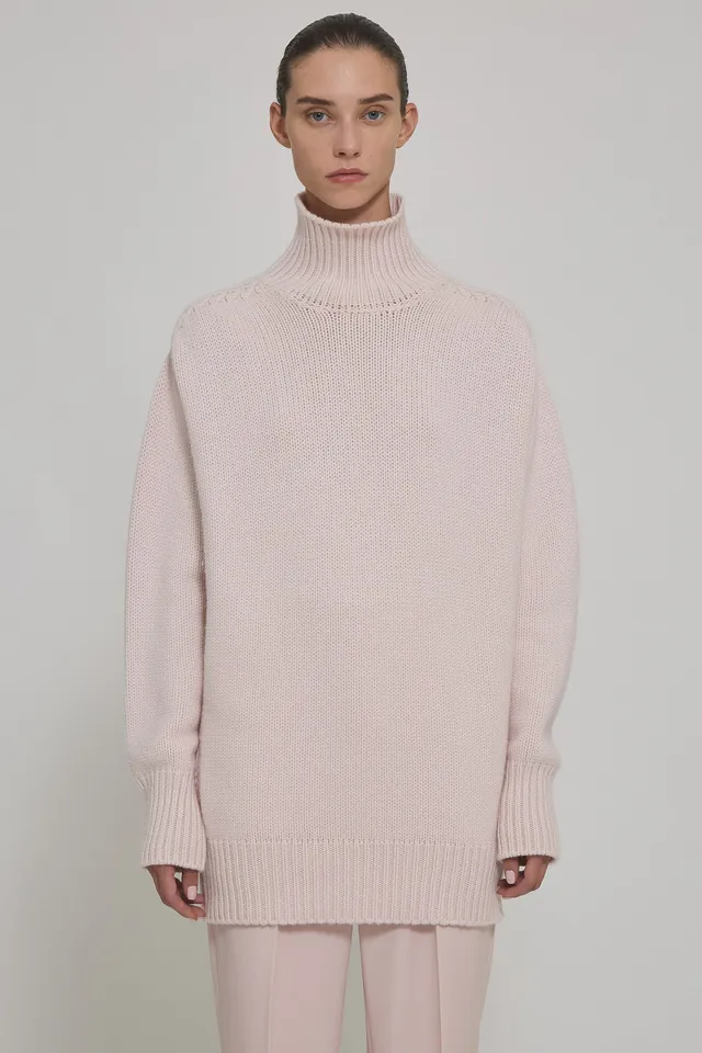 Sa Su Phi Giovanna abito cashmere rosa collo alto