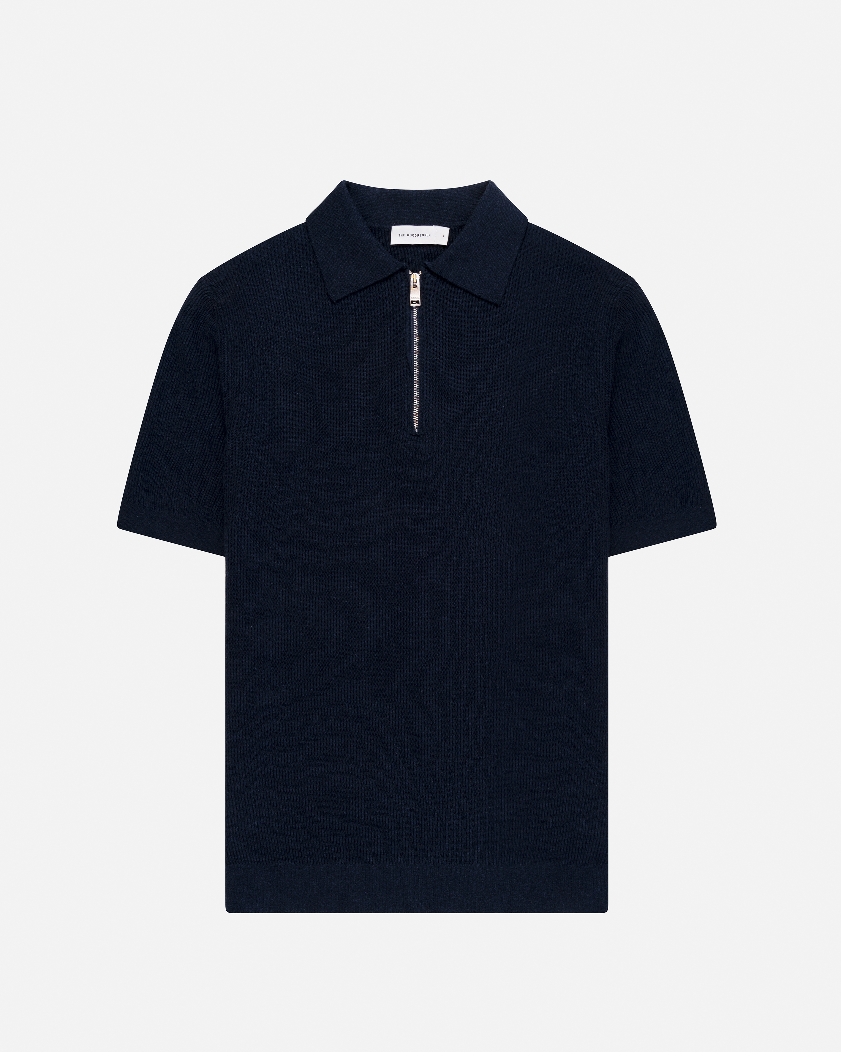 Goodpeople Pica polo con zip blu cotone bio