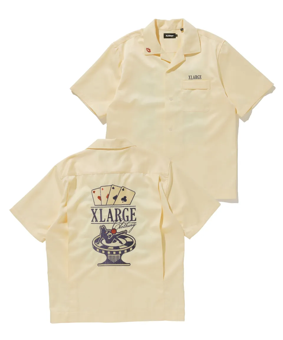 X-Large S/S Open Collar Casino Shirt camicia blu poliestere