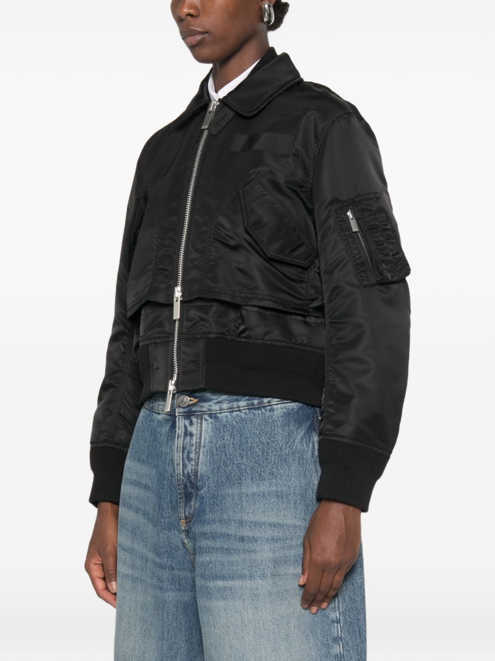 Sacai 26-08582 bomber donna nero invernale