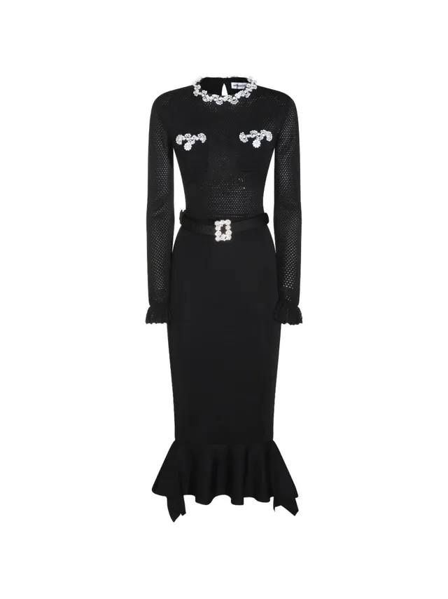Self-Portrait AW26-085MC Abito Midi Nero