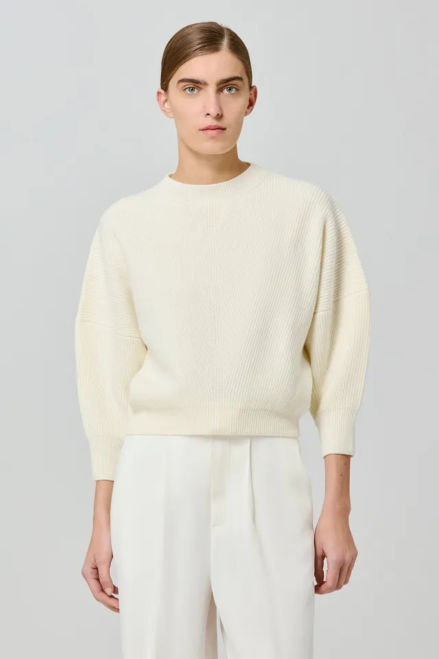 Sa Su Phi maglione 3/4 coste cashmere avorio 38