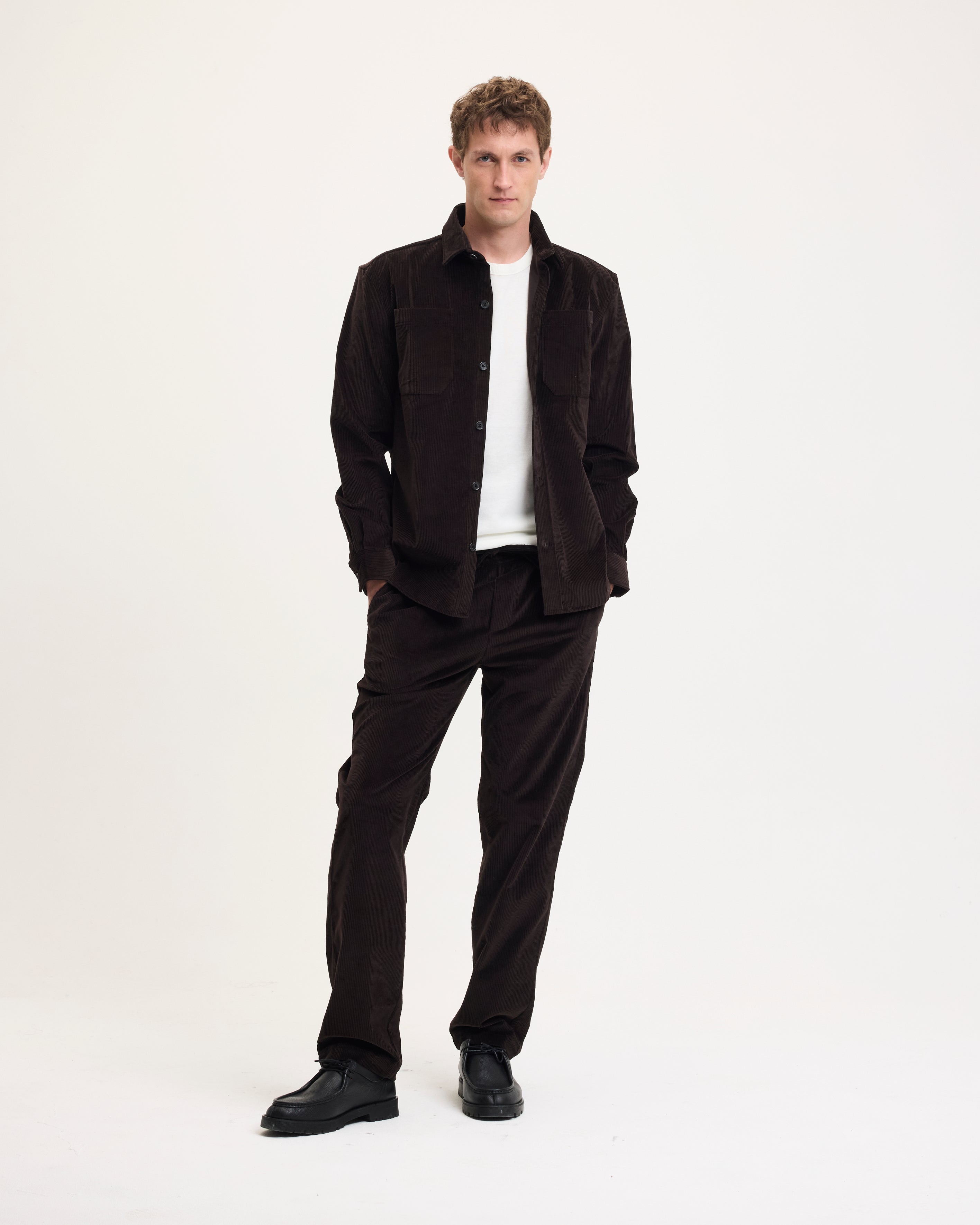 Goodpeople Snewy camicia velluto marrone cioccolato