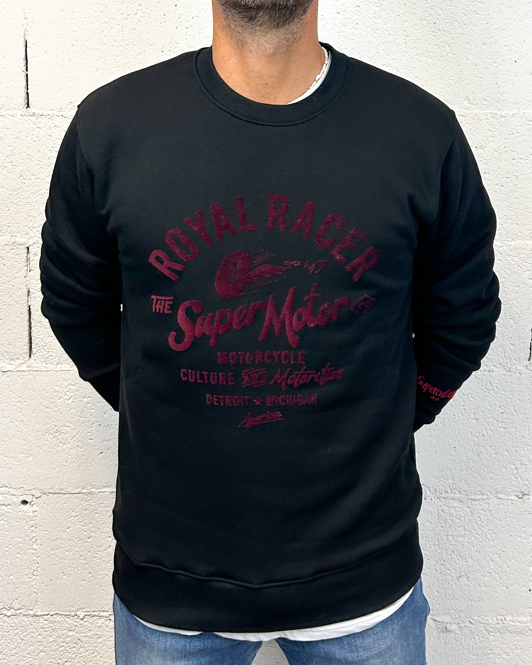 ONLYONE SUPERCULTURE Royal Racer felpa nera vestibilità regolare