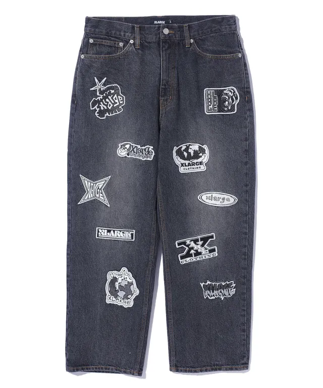 X-Large Patched Denim Pants jeans cotone